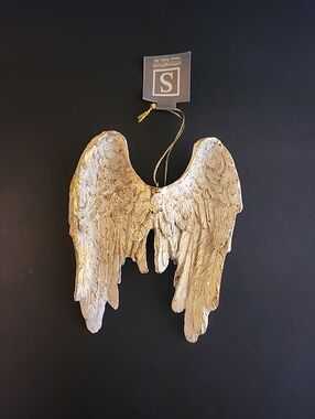 NEW Angel Wings Ornament, Hang/ Use For Crafts, Gold, Whiteish, Gift